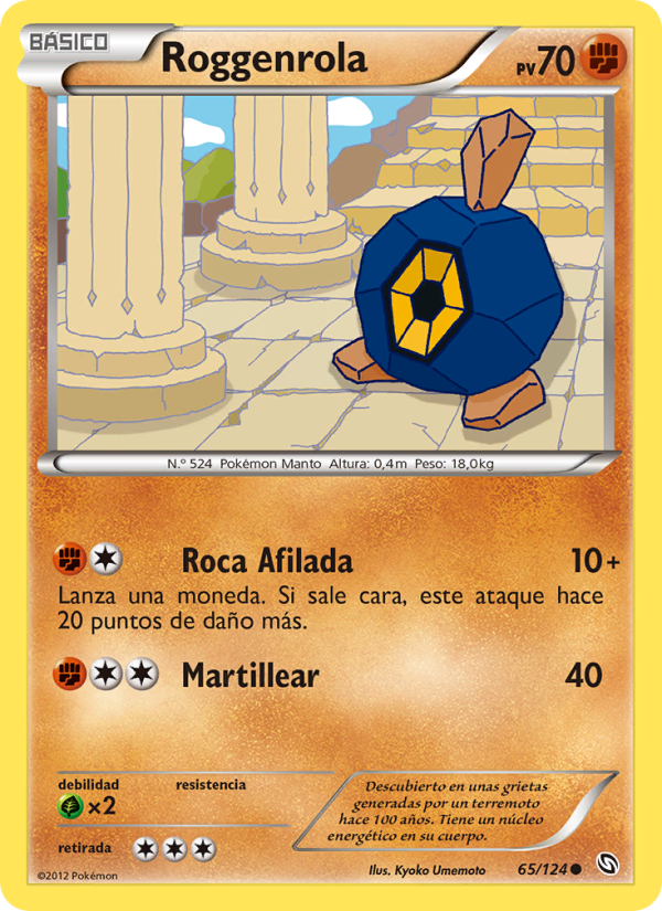 Roggenrola 65 — Dragons Exalted (Spanish Pokémon TCG card)