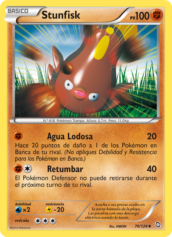 Stunfisk 70 — Dragons Exalted (Spanish Pokémon TCG card)