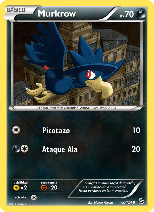 Murkrow 72 — Dragons Exalted (Spanish Pokémon TCG card)