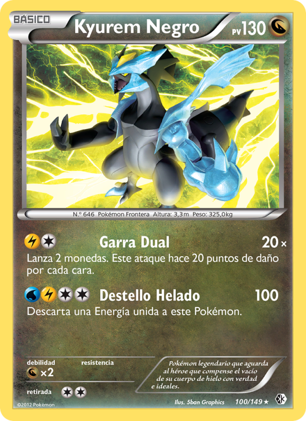 Kyurem Negro 100 — Boundaries Crossed (Spanish Pokémon TCG card)