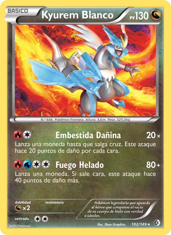 Kyurem Blanco 102 — Boundaries Crossed (Spanish Pokémon TCG card)