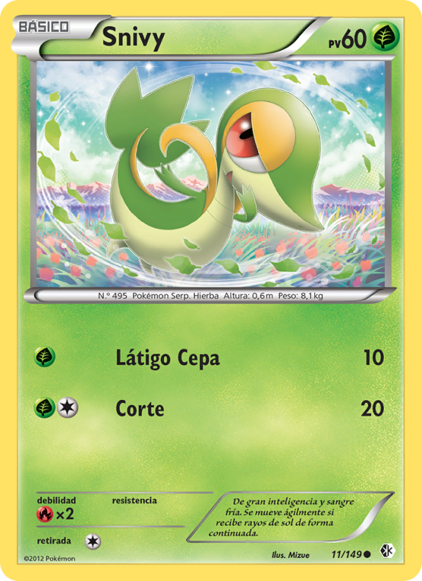Snivy 11 — Boundaries Crossed (Spanish Pokémon TCG card)