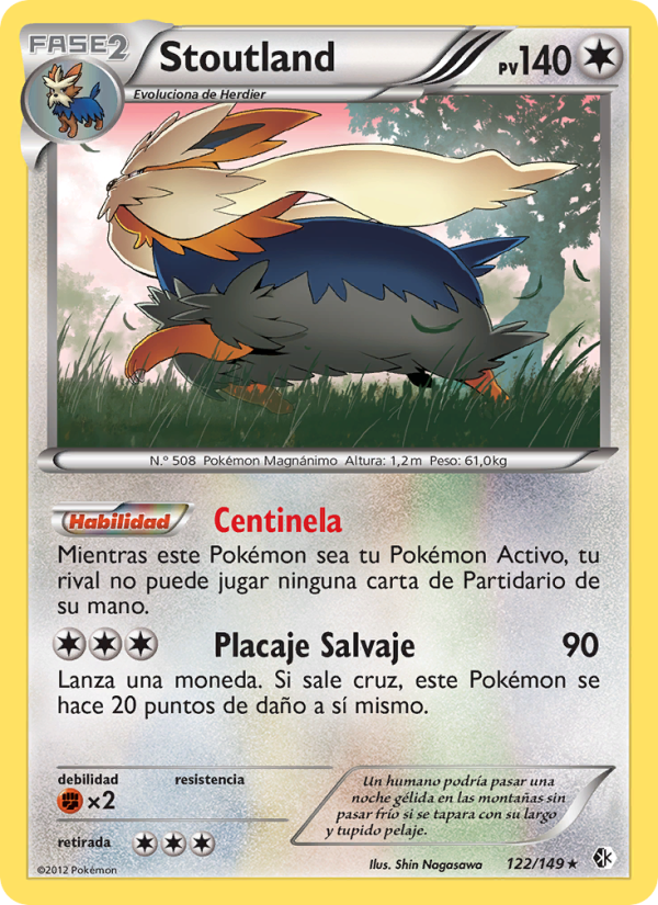 Stoutland 122 — Boundaries Crossed (Spanish Pokémon TCG card)