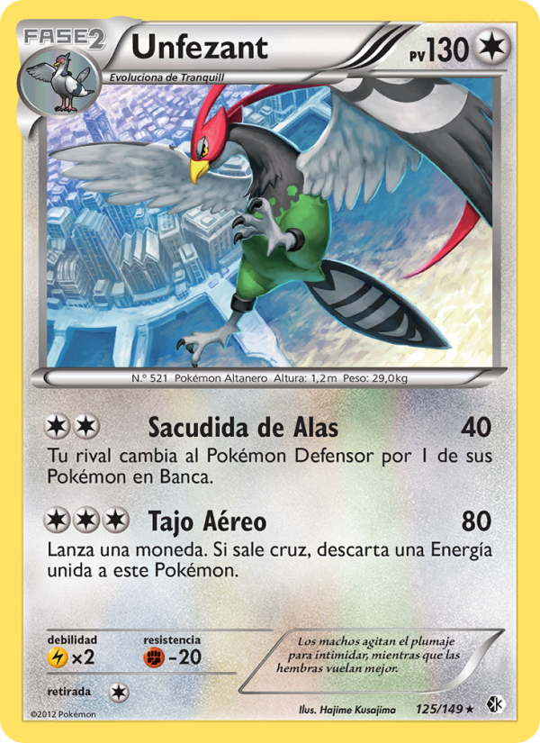 Unfezant 125 — Boundaries Crossed (Spanish Pokémon TCG card)