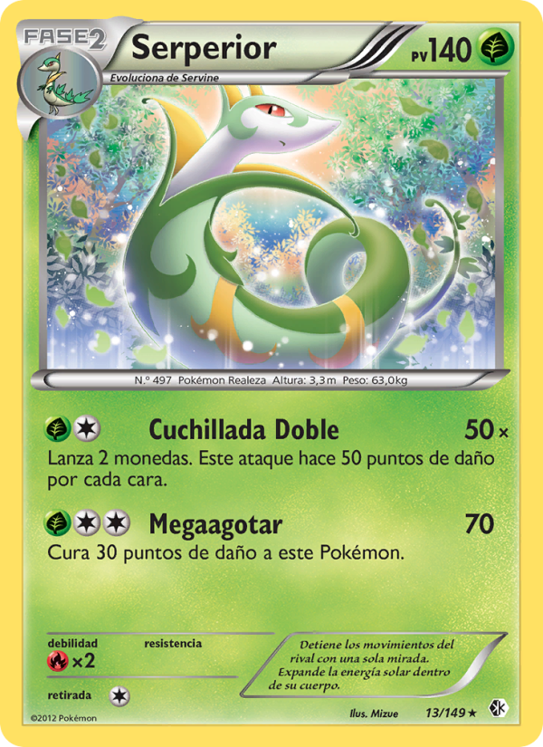 Serperior 13 — Boundaries Crossed (Spanish Pokémon TCG card)