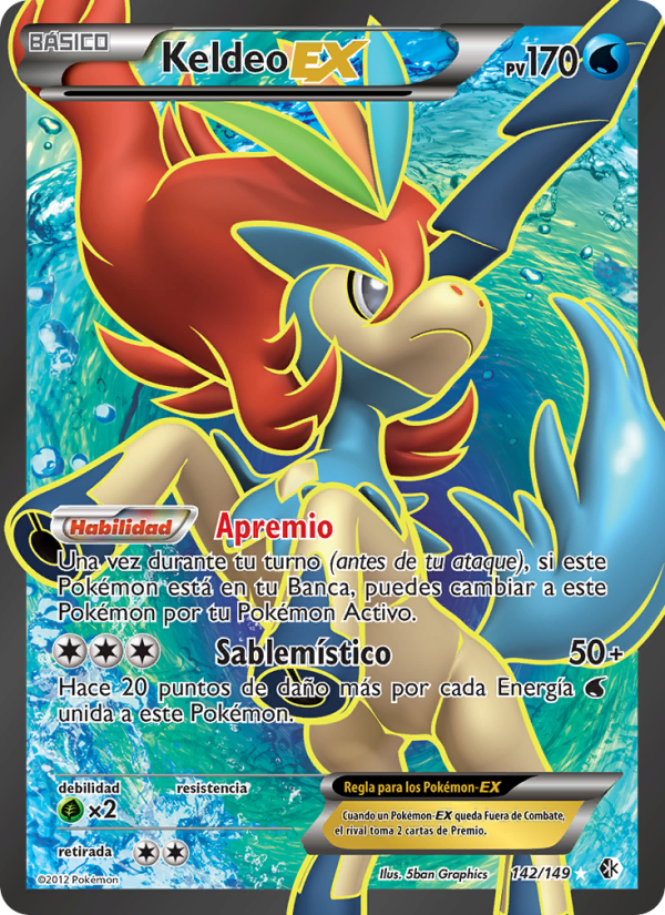 Keldeo-EX 142 — Boundaries Crossed (Spanish Pokémon TCG card)