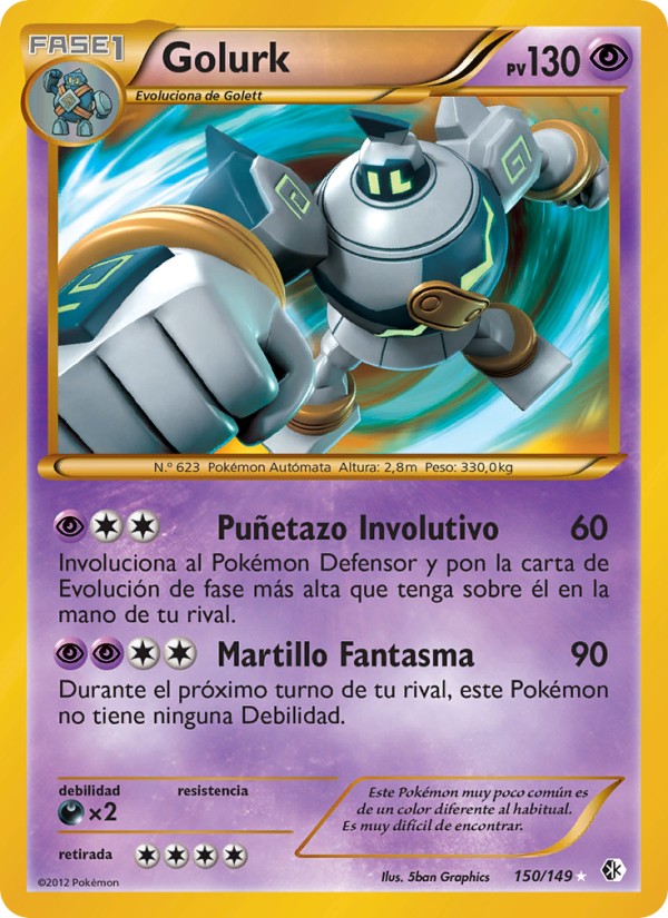 Golurk 150 — Boundaries Crossed (Spanish Pokémon TCG card)