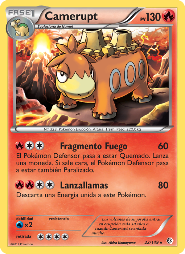 Camerupt 22 — Boundaries Crossed (Spanish Pokémon TCG card)