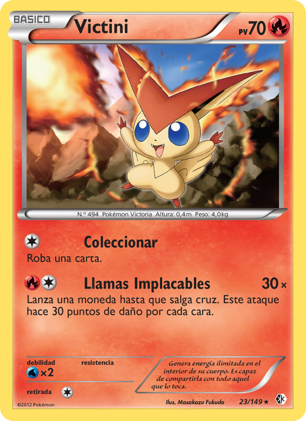 Victini 23 — Boundaries Crossed (Spanish Pokémon TCG card)