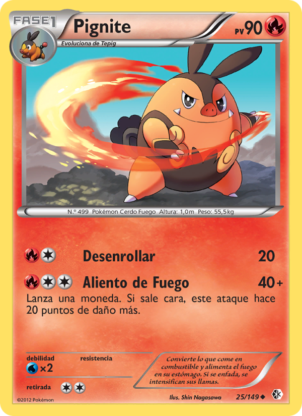 Pignite 25 — Boundaries Crossed (Spanish Pokémon TCG card)