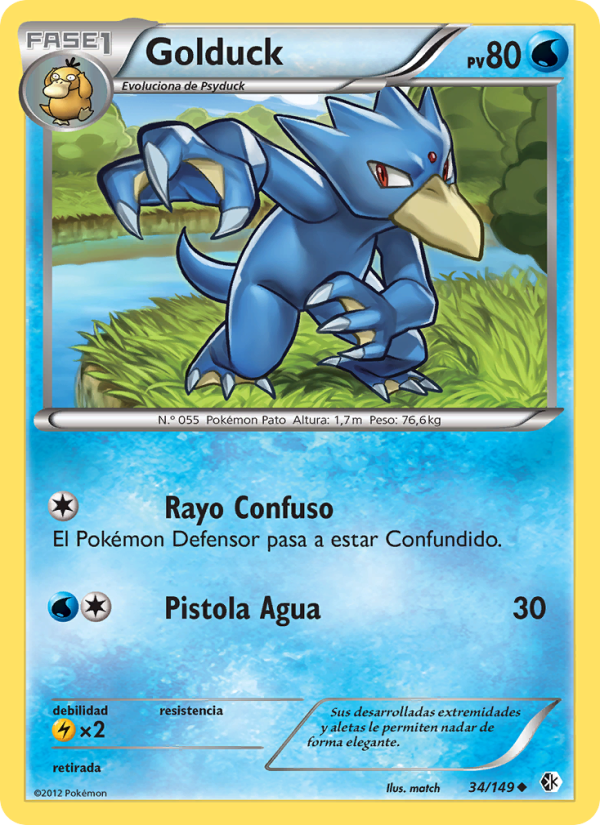 Golduck 34 — Boundaries Crossed (Spanish Pokémon TCG card)