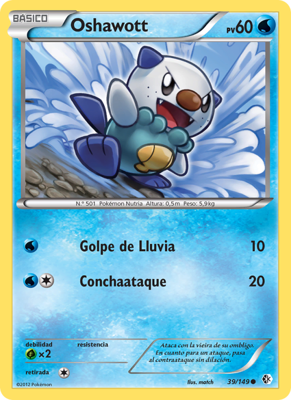 Oshawott 39 — Boundaries Crossed (Spanish Pokémon TCG card)