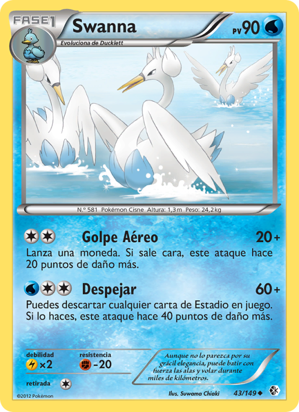 Swanna 43 — Boundaries Crossed (Spanish Pokémon TCG card)