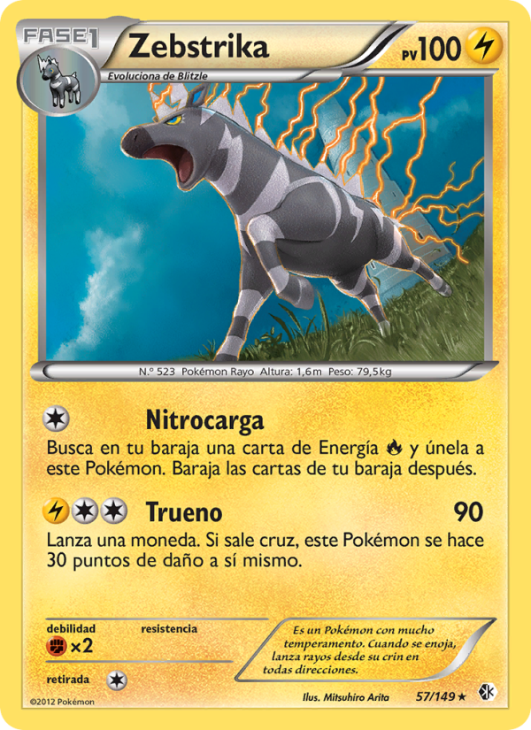 Zebstrika 57 — Boundaries Crossed (Spanish Pokémon TCG card)