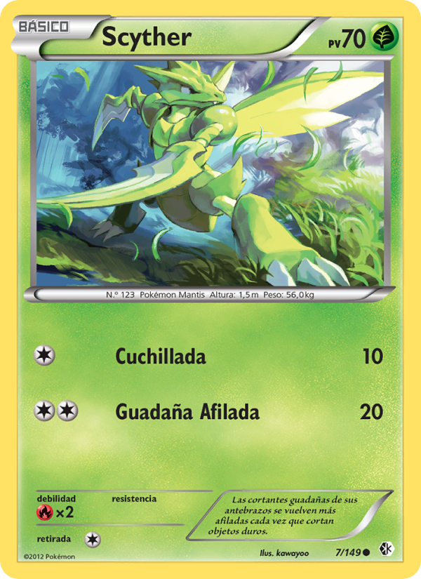 Scyther 7 — Boundaries Crossed (Spanish Pokémon TCG card)