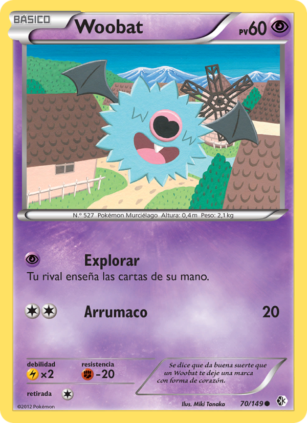 Woobat 70 — Boundaries Crossed (Spanish Pokémon TCG card)
