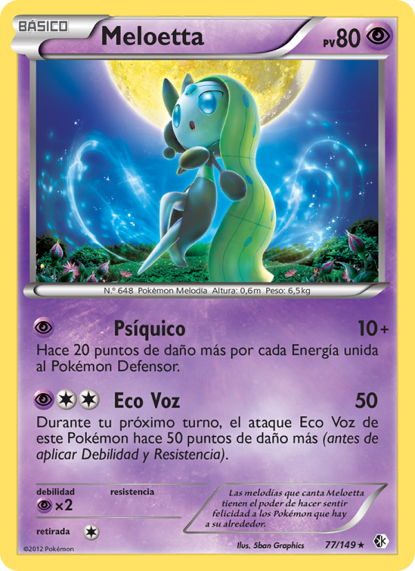 Meloetta 77 — Boundaries Crossed (Spanish Pokémon TCG card)