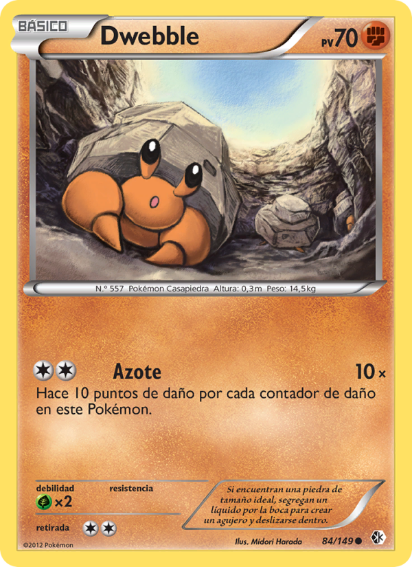 Dwebble 84 — Boundaries Crossed (Spanish Pokémon TCG card)