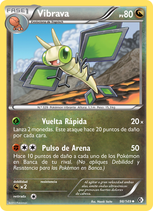 Vibrava 98 — Boundaries Crossed (Spanish Pokémon TCG card)