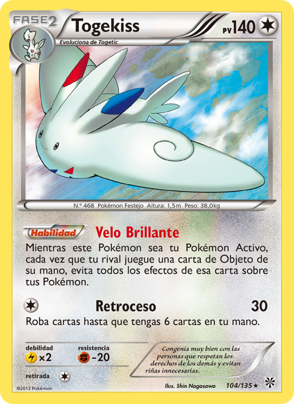 Togekiss 104 — Plasma Storm (Spanish Pokémon TCG card)