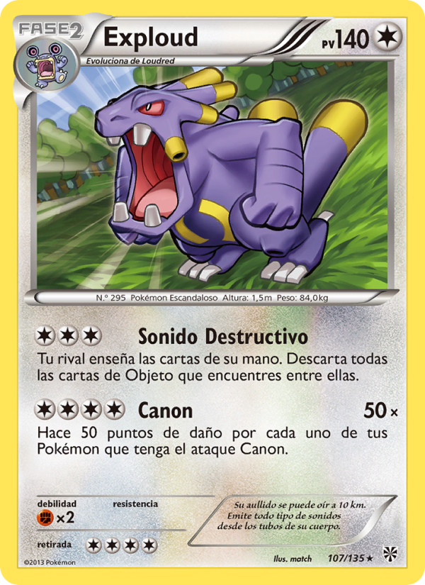 Exploud 107 — Plasma Storm (Spanish Pokémon TCG card)