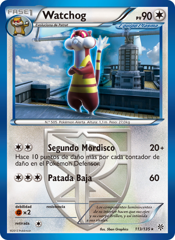 Watchog 113 — Plasma Storm (Spanish Pokémon TCG card)