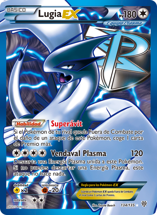 Lugia-EX 134 — Plasma Storm (Spanish Pokémon TCG card)