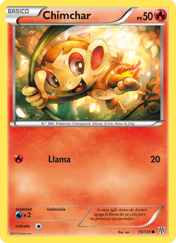 Chimchar 15 — Plasma Storm (Spanish Pokémon TCG card)
