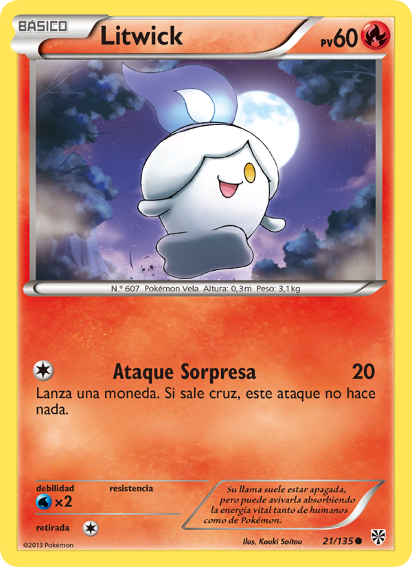 Litwick 21 — Plasma Storm (Spanish Pokémon TCG card)