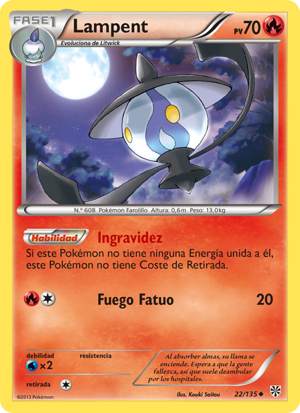 Lampent 22 — Plasma Storm (Spanish Pokémon TCG card)