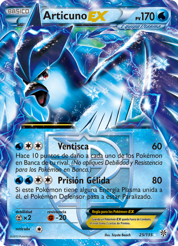 Articuno-EX 25 — Plasma Storm (Spanish Pokémon TCG card)