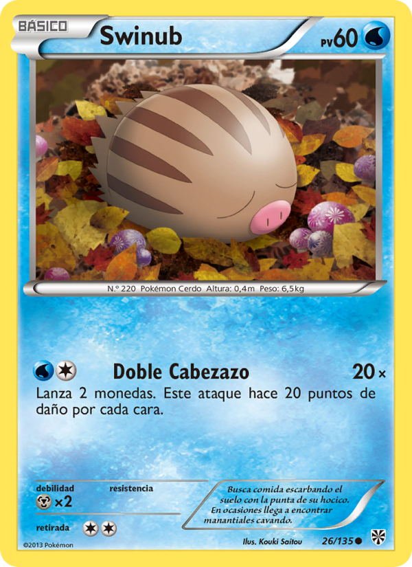 Swinub 26 — Plasma Storm (Spanish Pokémon TCG card)