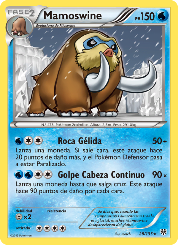 Mamoswine 28 — Plasma Storm (Spanish Pokémon TCG card)