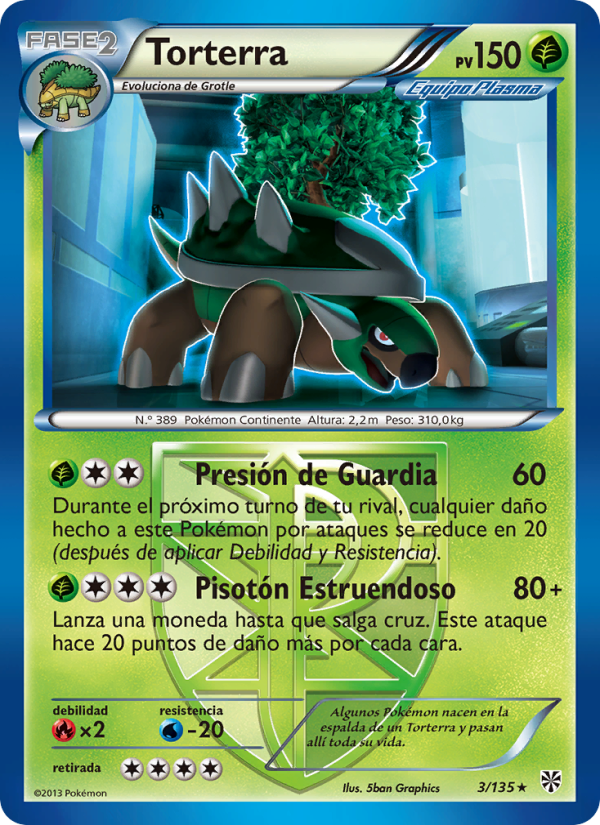 Torterra 3 — Plasma Storm (Spanish Pokémon TCG card)