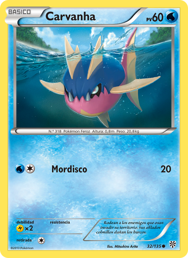 Carvanha 32 — Plasma Storm (Spanish Pokémon TCG card)