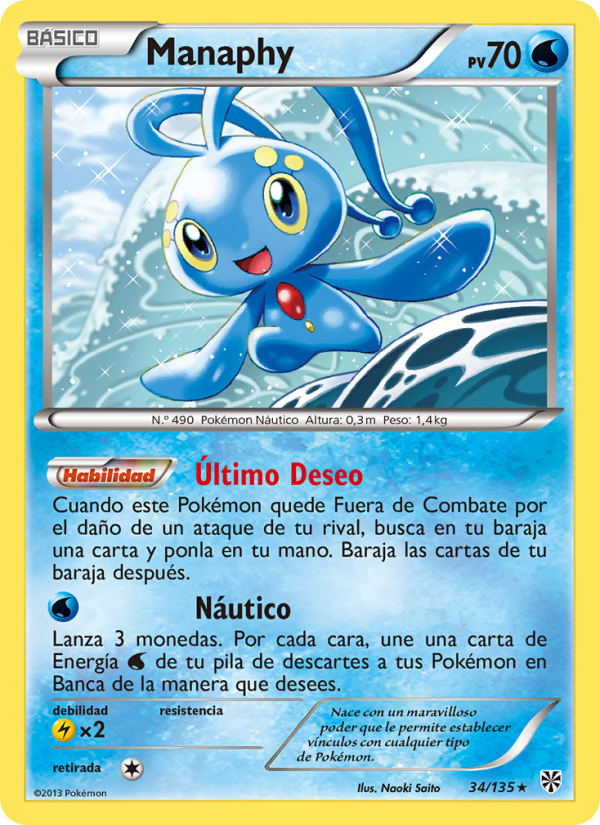Manaphy 34 — Plasma Storm (Spanish Pokémon TCG card)