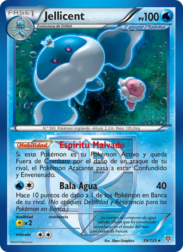 Jellicent 39 — Plasma Storm (Spanish Pokémon TCG card)