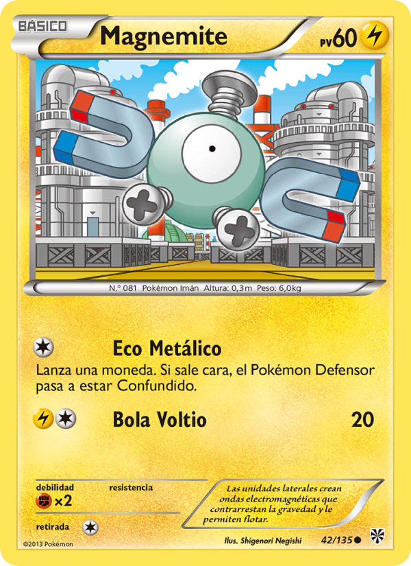 Magnemite 42 — Plasma Storm (Spanish Pokémon TCG card)