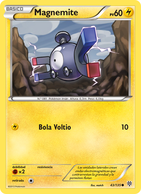 Magnemite 43 — Plasma Storm (Spanish Pokémon TCG card)