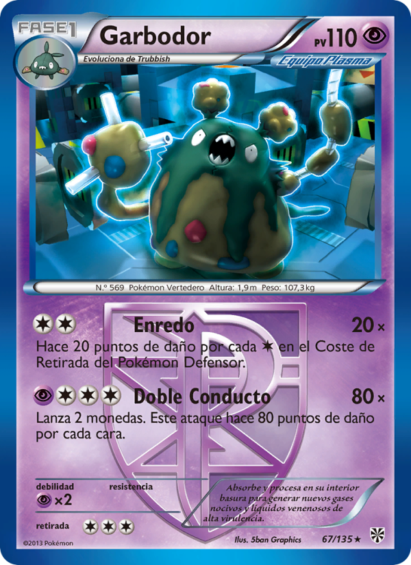 Garbodor 67 — Plasma Storm (Spanish Pokémon TCG card)