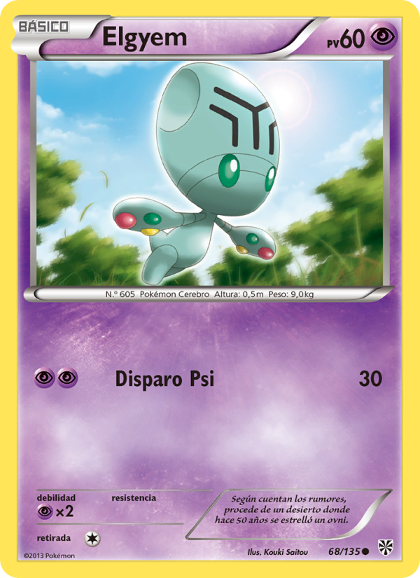 Elgyem 68 — Plasma Storm (Spanish Pokémon TCG card)