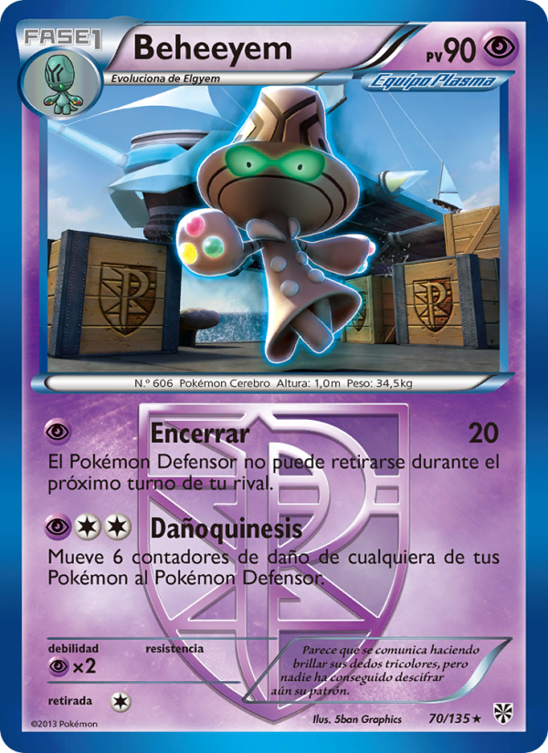 Beheeyem 70 — Plasma Storm (Spanish Pokémon TCG card)