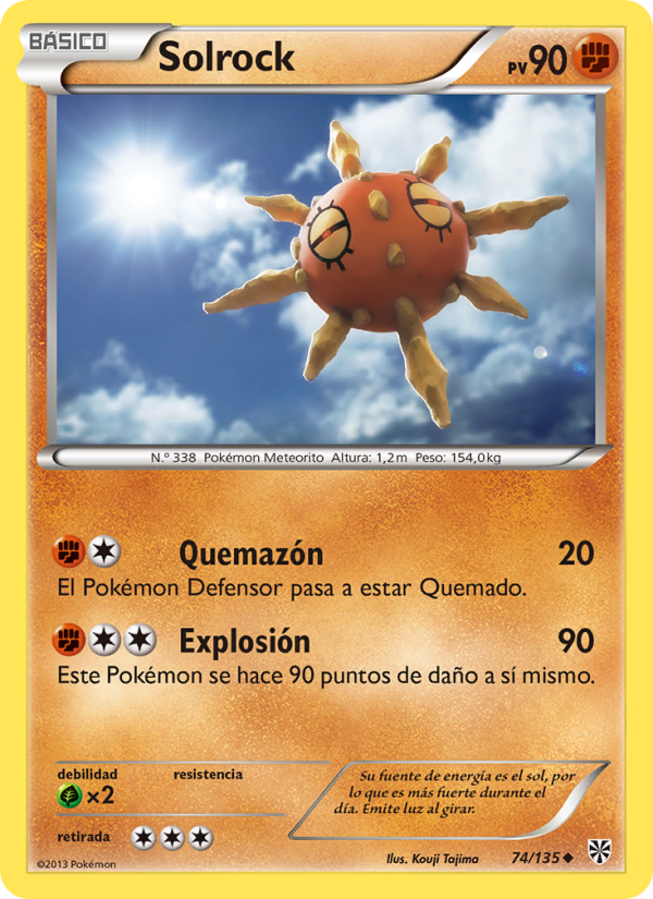 Solrock 74 — Plasma Storm (Spanish Pokémon TCG card)