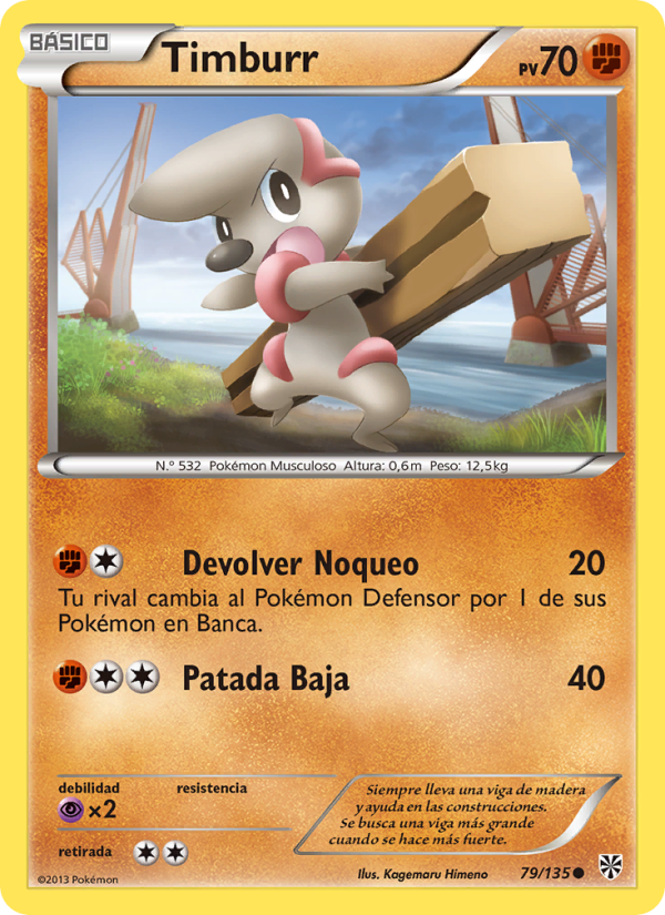 Timburr 79 — Plasma Storm (Spanish Pokémon TCG card)