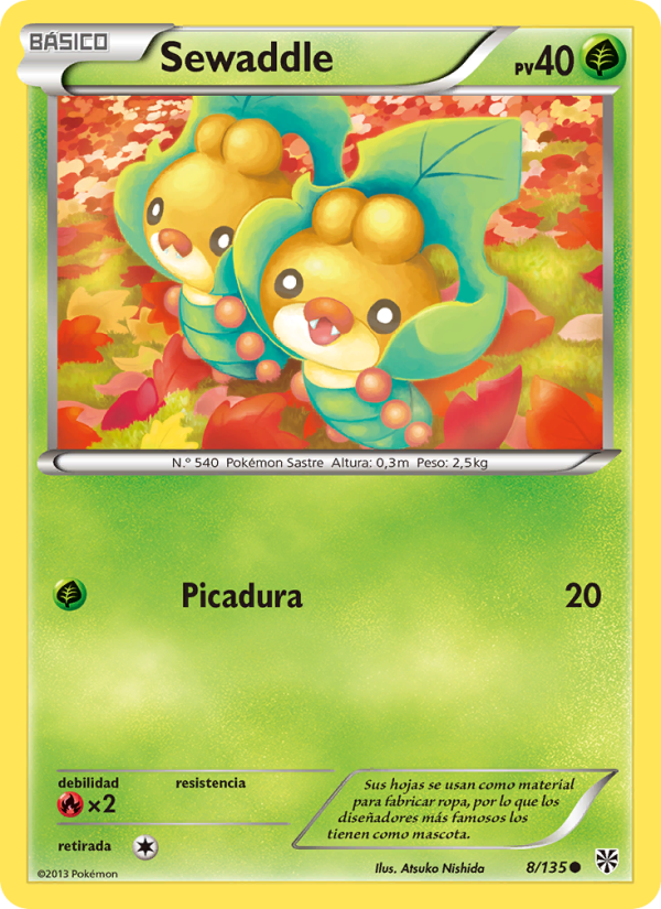 Sewaddle 8 — Plasma Storm (Spanish Pokémon TCG card)