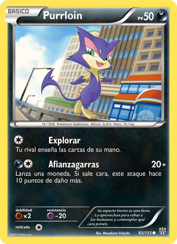 Purrloin 83 — Plasma Storm (Spanish Pokémon TCG card)