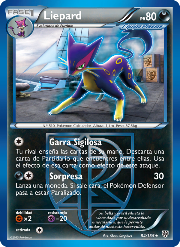 Liepard 84 — Plasma Storm (Spanish Pokémon TCG card)