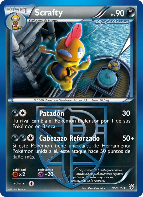 Scrafty 86 — Plasma Storm (Spanish Pokémon TCG card)