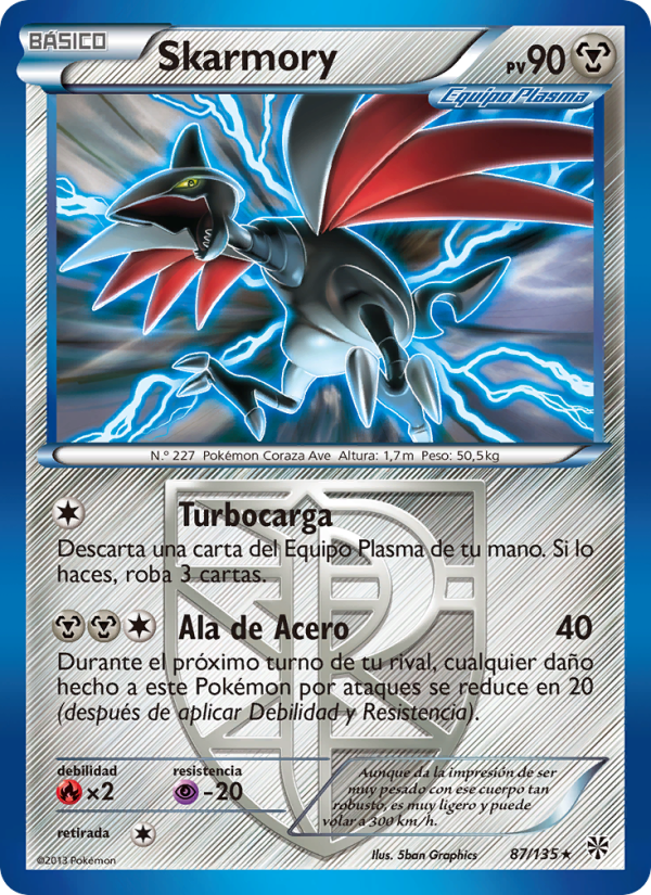 Skarmory 87 — Plasma Storm (Spanish Pokémon TCG card)