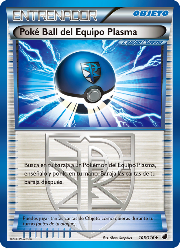 Poké Ball del Equipo Plasma 105 — Plasma Freeze (Spanish Pokémon TCG card)
